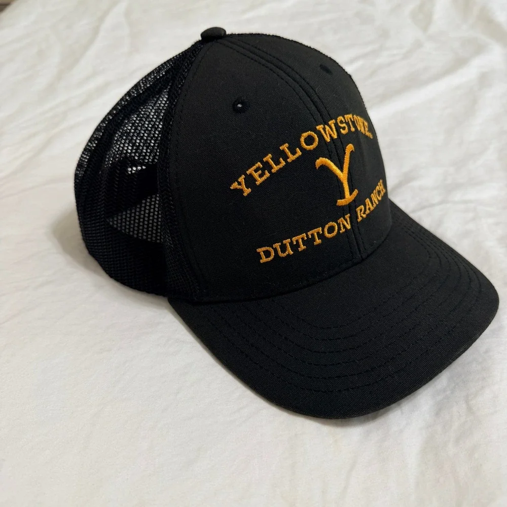 Yellowstone Dutton Ranch Trucker Hat Black Mesh Snapback Cap One Size Fits Most